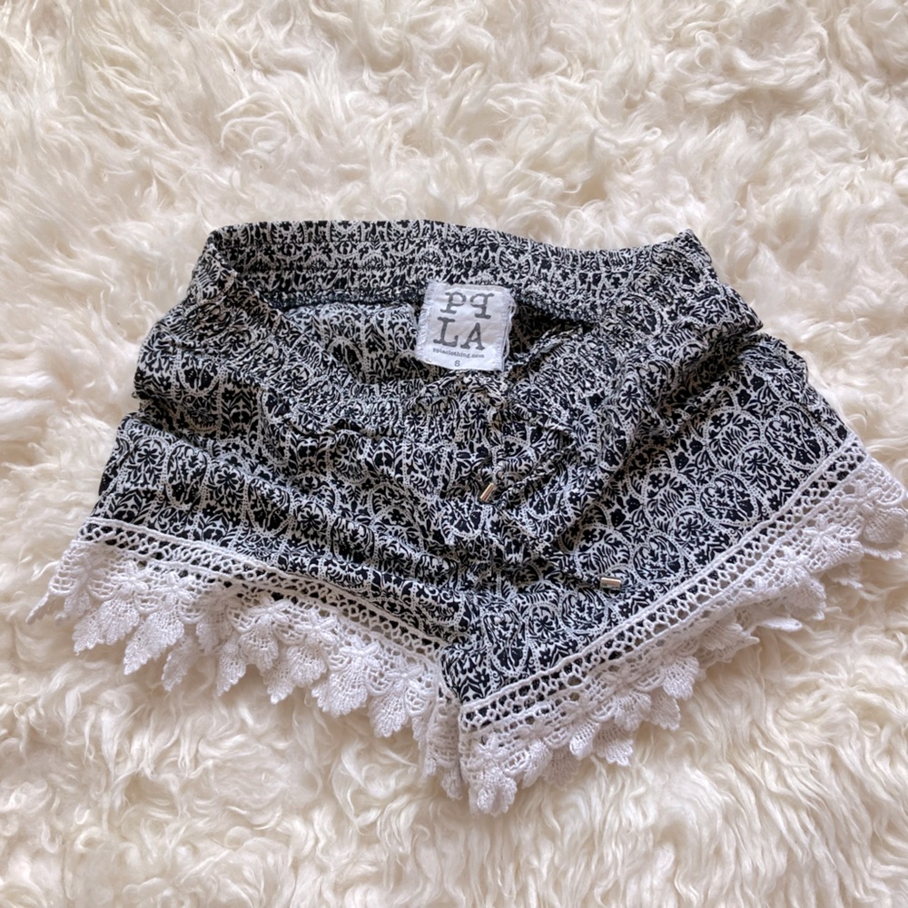 PPLA frilly lace drawstring booty shorts